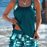 Tie-dye tankini met short