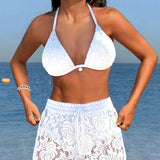 Nienke | Elegante eentonige kanten bikini set