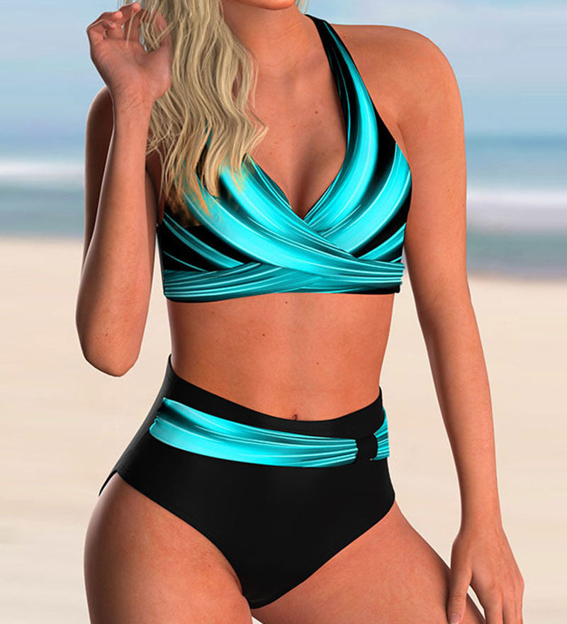 Liliana - Bikini-set met kruisuitsnede en print