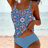 Bedrukte tankini met dubbele bandjes