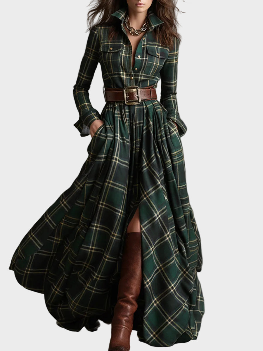 Antje - Elegante klassieke blousejurk - Groen