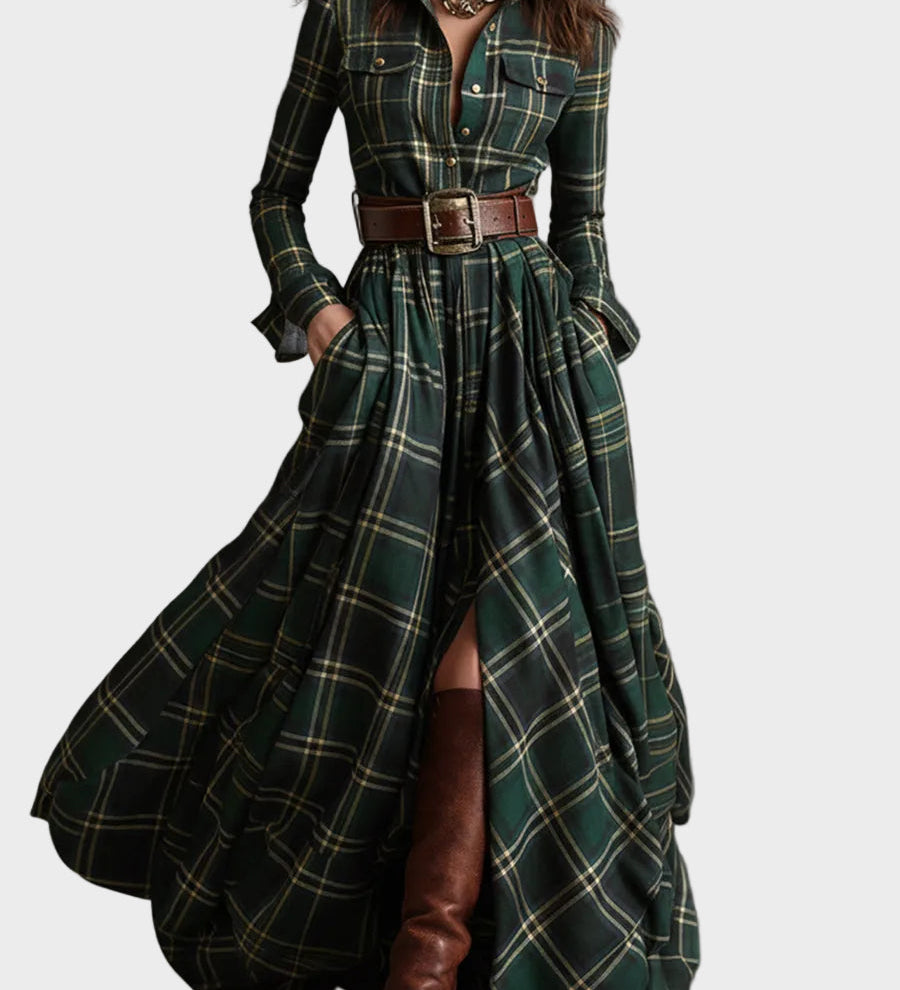 Antje - Elegante klassieke blousejurk - Groen