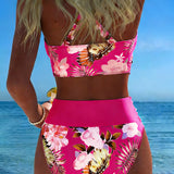 Bikini met bloemenprint en v-hals