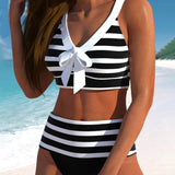Maaike | Gestreepte Bikini met Hoge Taille