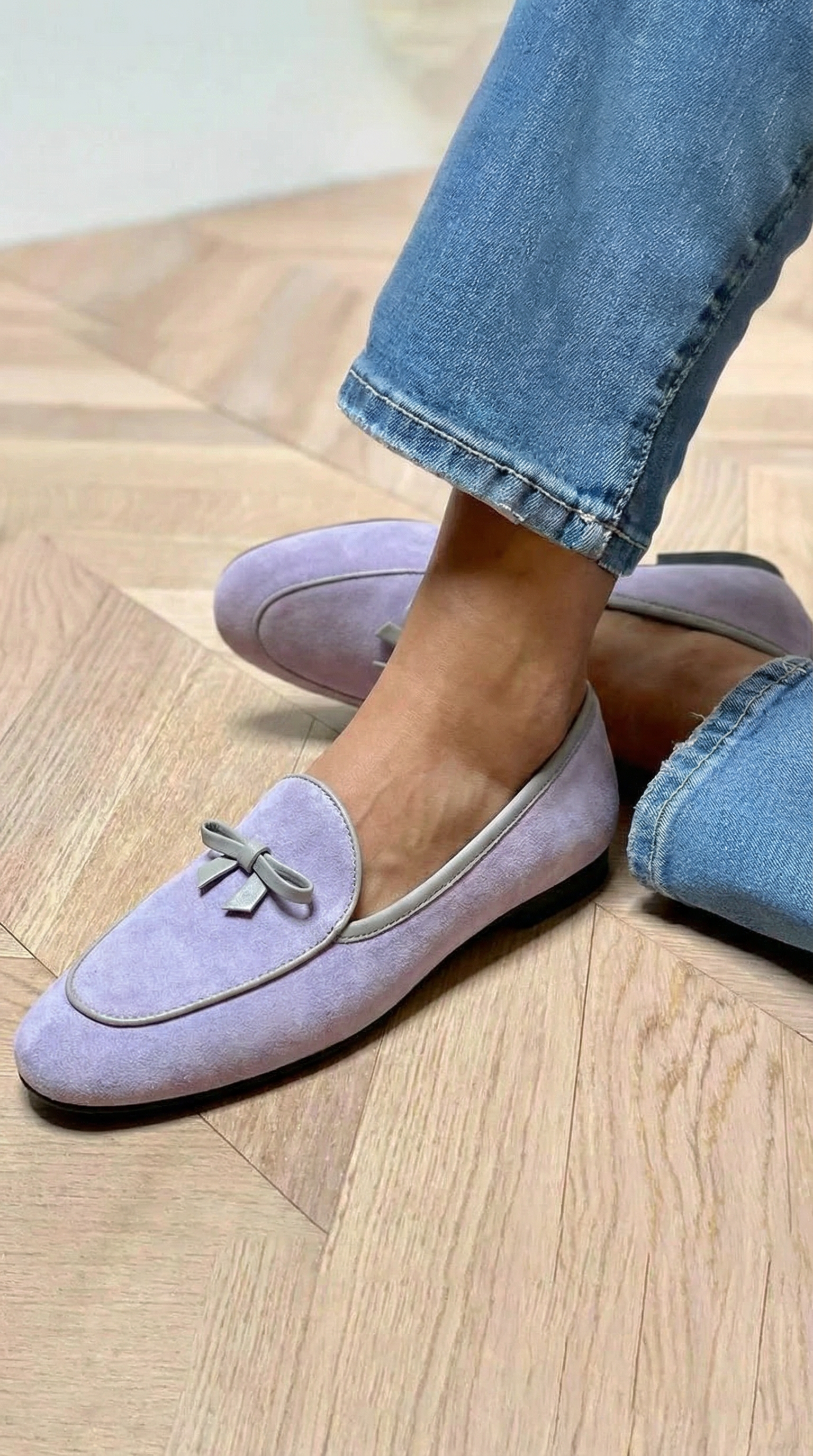 Geneviève - Elegante platte schoenen met strik - Paars (bijna uitverkocht)