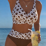 Tweedelige bikini met ruitprint