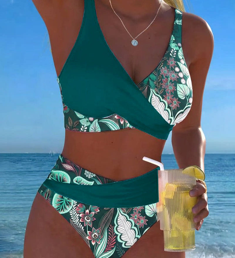 Bikini met bloemenprint in contrastkleuren