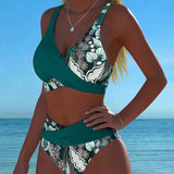 Bikini met bloemenprint in contrastkleuren