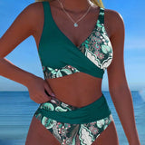 Bikini met bloemenprint in contrastkleuren