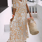Losse jurk met V-hals en print