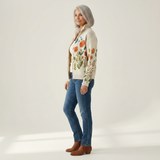 Andrea - Vest met veldbloemenpatroon - zijaanzicht