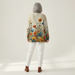 Martina - Gebreid vest met kleurrijke wilde bloemen - achteraanzicht