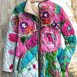 Astrid - Gewatteerde jas met abstract bloemenpatroon - productfoto