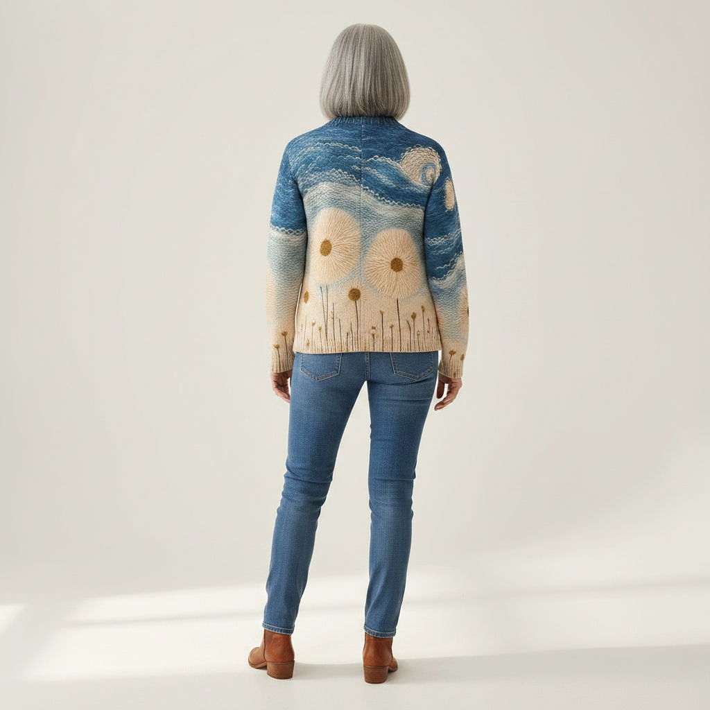 Renate - Vest met paardenbloemmotief - achteraanzicht