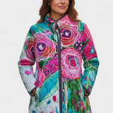 Astrid - Gewatteerde jas met abstract bloemenpatroon