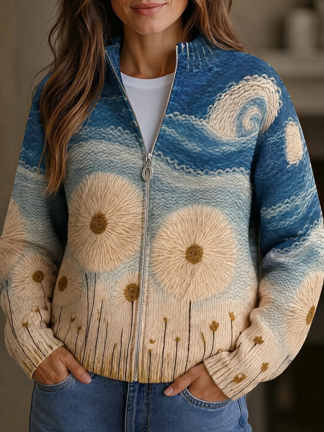 Renate - Vest met paardenbloemmotief