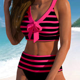Maaike | Gestreepte Bikini met Hoge Taille