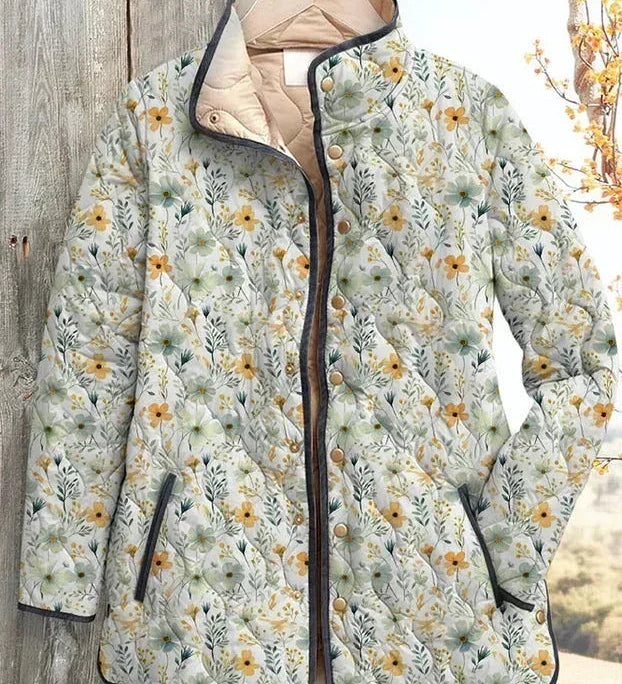 Alma - Lichte gewatteerde jas met fijn bloemenpatroon - productfoto