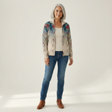 Martina - Vest met pauwenveermotief - vooraanzicht