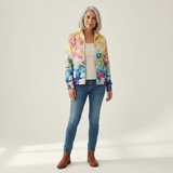 Ursula - Vest met aquarelbloemenpatroon - vooraanzicht