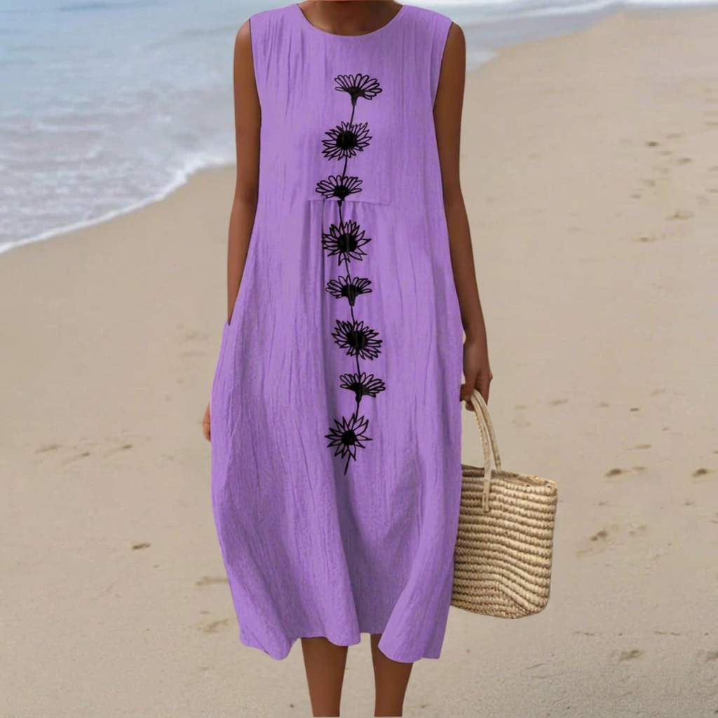 Emma - Mouwloze midi-jurk - Paars