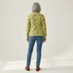 Elke - Groen vest met bloemenpatroon - achteraanzicht