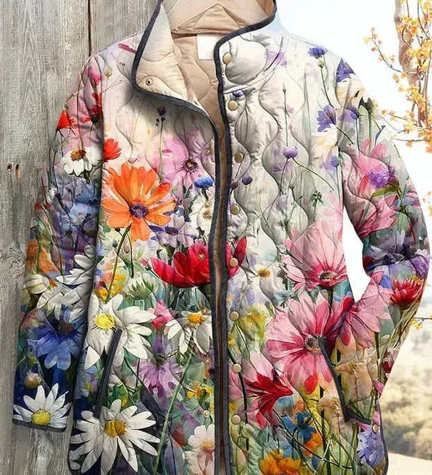 Hinke - Gewatteerde jas met kleurrijke veldbloemen - productfoto