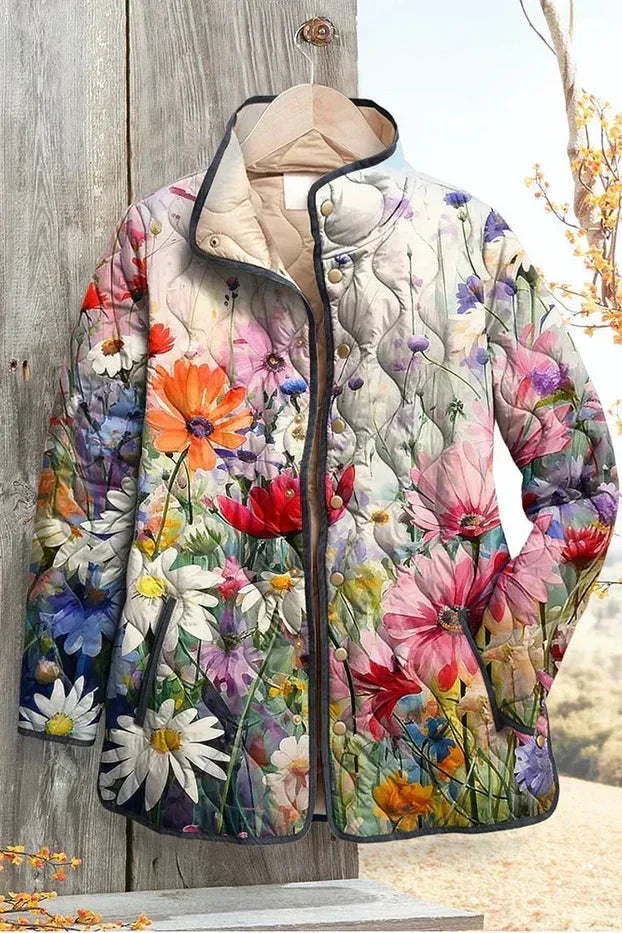 Hinke - Gewatteerde jas met kleurrijke veldbloemen - productfoto