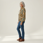 Brigitte - Gebreid vest met paarden- en cactusmotief - zijaanzicht
