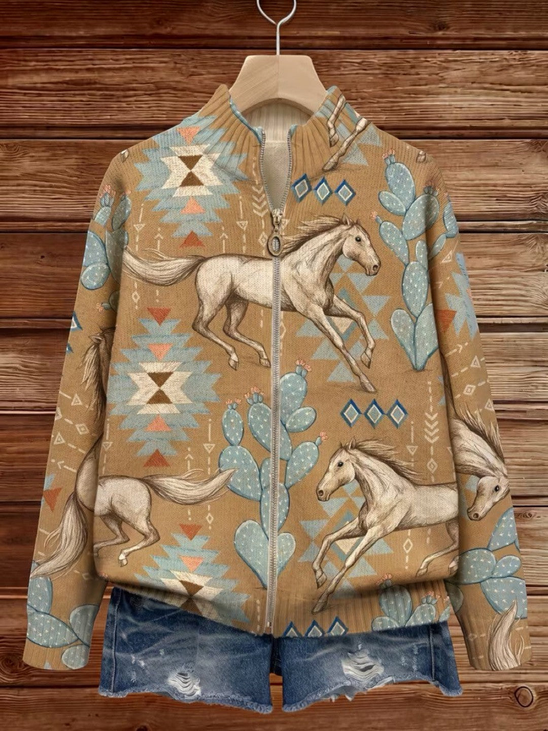 Brigitte - Gebreid vest met paarden- en cactusmotief - afbeelding 6