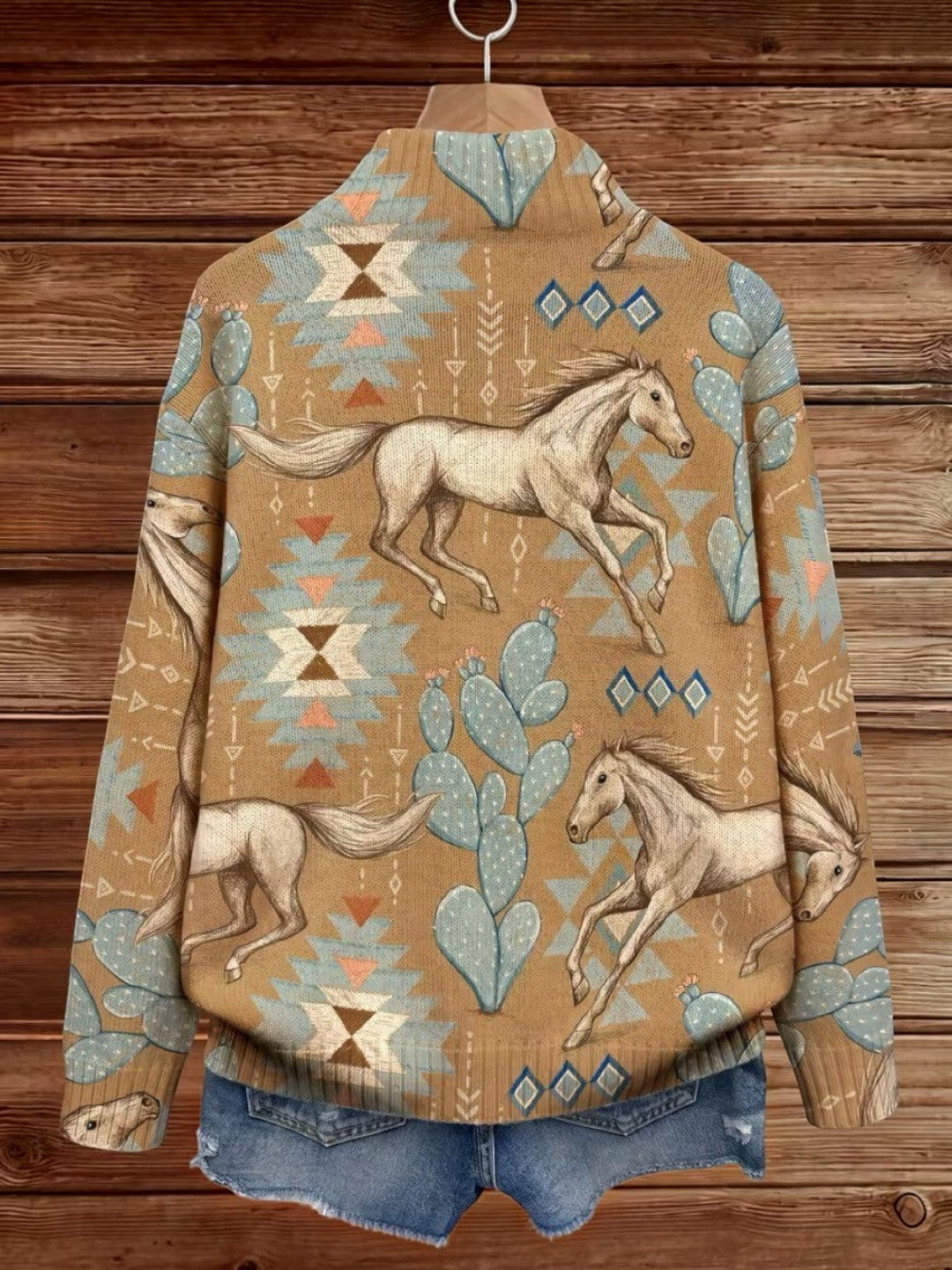 Brigitte - Gebreid vest met paarden- en cactusmotief - afbeelding 9