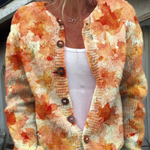Andrea - Vest met herfstachtig bladerenpatroon