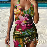 Fiesta – Grafische bloemen tankini met short, effect platte buik