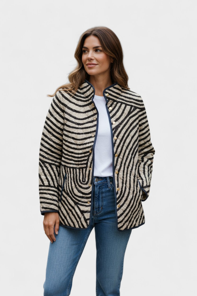 Dagmar - Gewatteerde jas met zebrastrepen
