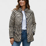 Dagmar - Gewatteerde jas met zebrastrepen