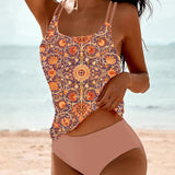 Bedrukte tankini met dubbele bandjes