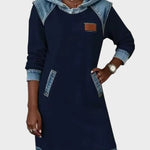 Jantien - Sweatjurk met capuchon in jeanslook - Blauw