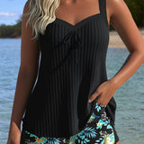 Sanne | Gestreepte Tankini met Tweedelige Strandshort