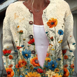 Martina - Gebreid vest met kleurrijke wilde bloemen