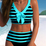 Maaike | Gestreepte Bikini met Hoge Taille