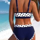 Liesbeth - Hoge taille punten-bikini met patchwork-ontwerp