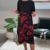 Renske | Patchworkjurk met ronde hals en bloemenprint