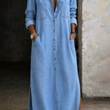 Thirza - Denimjurk met knoopsluiting