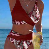 Bikini met bloemenprint in contrastkleuren