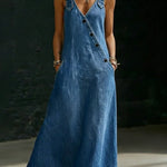 Vivian - Lange denimjurk met knopen - afbeelding 2