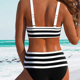 Maaike | Gestreepte Bikini met Hoge Taille