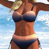 Bikini met kleurverloop en koorddetails