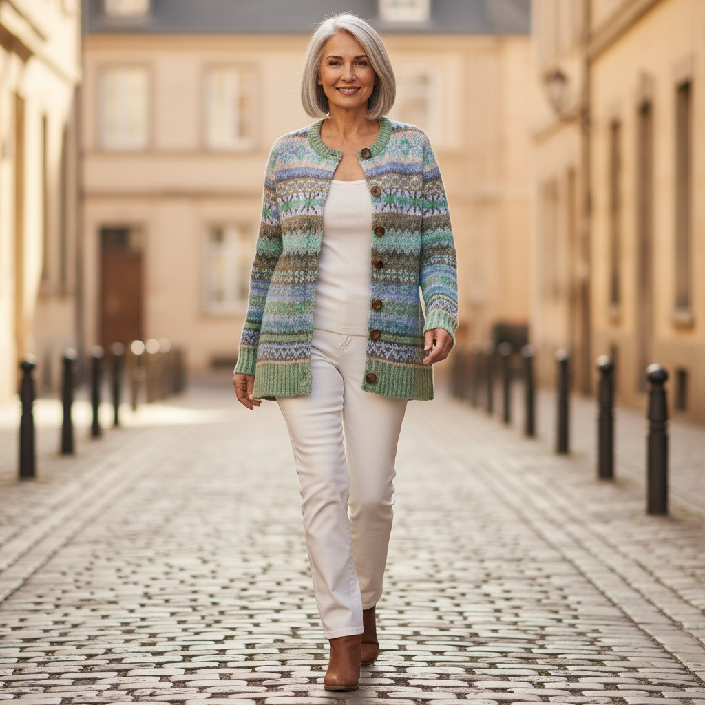 Bettina - Vest met Scandinavisch pastelpatroon - sfeerbeeld
