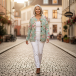 Christa - Saliegroen vest met rozenpatroon - afbeelding 5