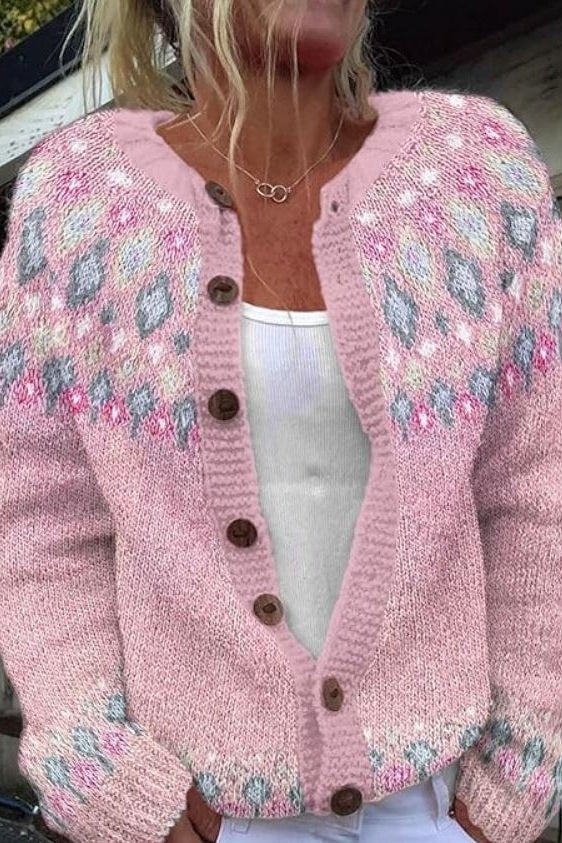 Angelika - Vest met Noors patroon - Witte vest